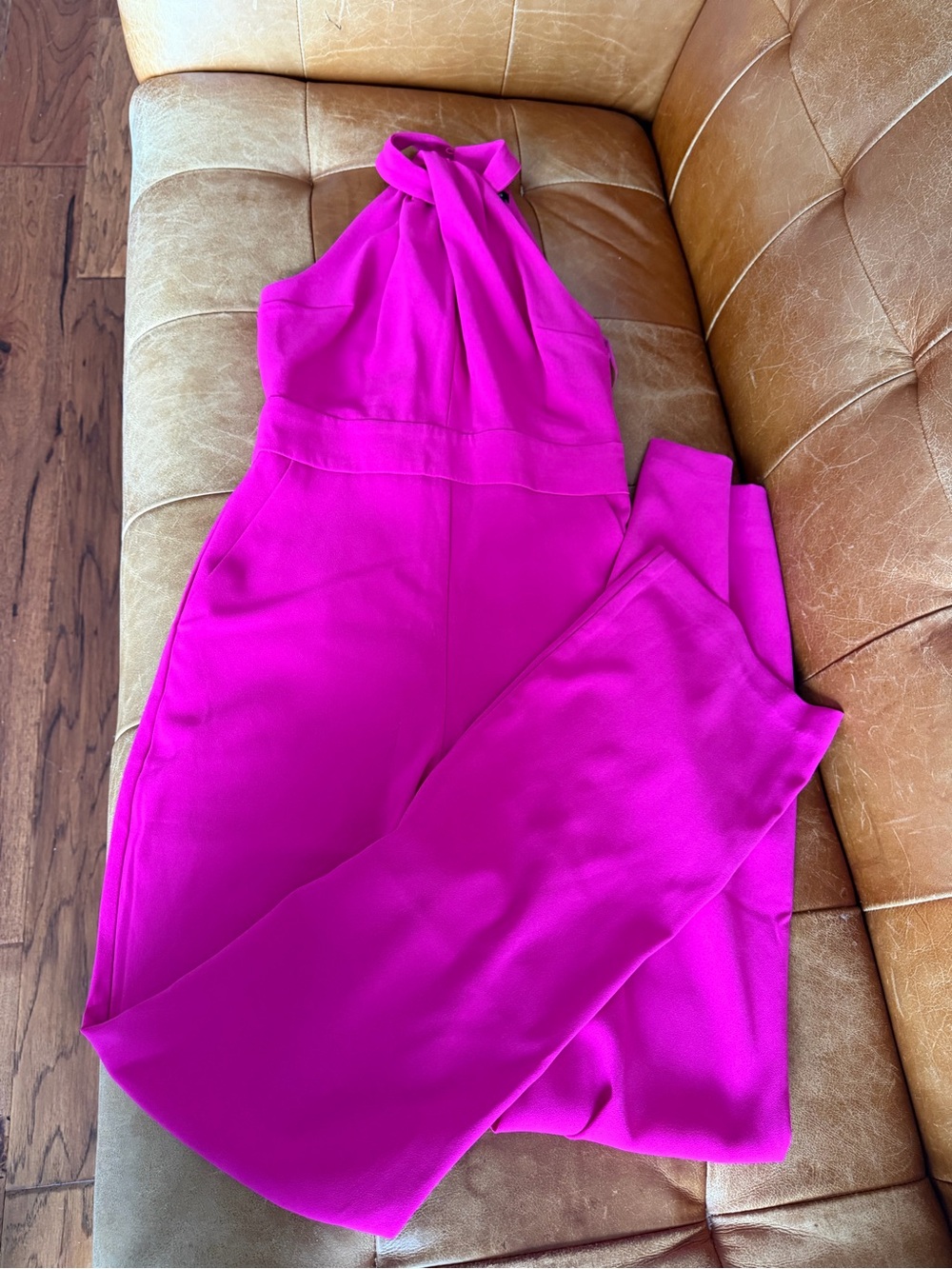 Express Halter Jumpsuit in Bright Fuchsia